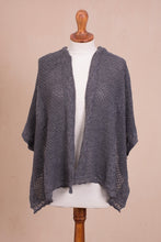 Load image into Gallery viewer, Knit Alpaca Blend Shawl in Graphite from Peru - Andean Delight in Graphite | NOVICA
