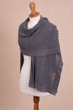 Load image into Gallery viewer, Knit Alpaca Blend Shawl in Graphite from Peru - Andean Delight in Graphite | NOVICA

