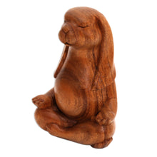Load image into Gallery viewer, Suar Wood Yoga Bunny Sculpture from Bali - Pregnant Yoga Bunny | NOVICA
