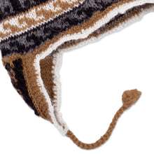 Load image into Gallery viewer, Alpaca Blend Chullo Hat with Llama Patterns in Smoke - Llama Silhouette in Smoke | NOVICA
