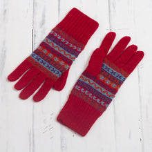 Load image into Gallery viewer, Striped 100% Alpaca Knit Gloves from Peru - Andean Art | NOVICA
