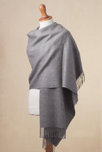 Load image into Gallery viewer, 100% Baby Alpaca Shawl in Solid Smoke from Peru - Simple Beauty in Smoke | NOVICA
