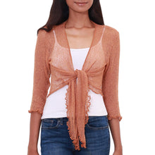 Load image into Gallery viewer, Lightweight Hand Crocheted Cardigan in Orange from Bali - Orange Sanur Beach | NOVICA
