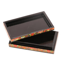 Load image into Gallery viewer, Floral Motif Papier Mache Decorative Box from India - Floral Intricacy | NOVICA
