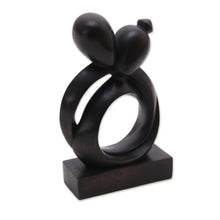 Load image into Gallery viewer, Abstract Romantic Black Suar Wood Sculpture from Indonesia - Caring Couple | NOVICA
