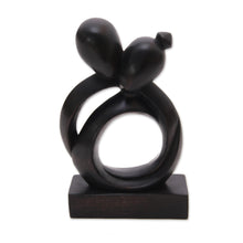 Load image into Gallery viewer, Abstract Romantic Black Suar Wood Sculpture from Indonesia - Caring Couple | NOVICA
