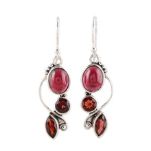 Load image into Gallery viewer, Glamorous Natural Garnet Dangle Earrings from India - Classic Glamour | NOVICA
