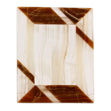 Load image into Gallery viewer, Modern Brown Onyx Photo Frame from Mexico (4x6) - Modern Lines in Brown | NOVICA
