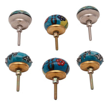 Load image into Gallery viewer, Vibrant Floral Ceramic Knobs from India (Set of 6) - Charming Globes | NOVICA
