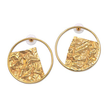 Load image into Gallery viewer, Angular Modern 18k Gold-Plated Brass Drop Earrings from Bali - Angular Waves | NOVICA
