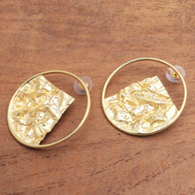 Load image into Gallery viewer, Angular Modern 18k Gold-Plated Brass Drop Earrings from Bali - Angular Waves | NOVICA
