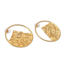 Load image into Gallery viewer, Angular Modern 18k Gold-Plated Brass Drop Earrings from Bali - Angular Waves | NOVICA
