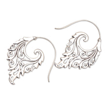 Load image into Gallery viewer, Vine Motif Sterling Silver Half-Hoop Earrings from Bali - Exciting Vines | NOVICA
