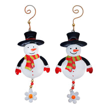 Load image into Gallery viewer, Handcrafted Steel Snowman Ornaments from Bali (Pair) - Snowman Delight | NOVICA
