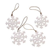Load image into Gallery viewer, White Snowflake Wood Ornaments from Bali (Set of 4) - White Snowflakes | NOVICA
