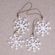 Load image into Gallery viewer, White Snowflake Wood Ornaments from Bali (Set of 4) - White Snowflakes | NOVICA
