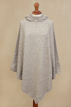 Load image into Gallery viewer, Knit Alpaca Blend Hooded Poncho in Taupe from Peru - Adventurous Style in Taupe | NOVICA
