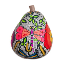 Load image into Gallery viewer, Butterfly Motif Gourd Decorative Jar from Peru - Vibrant Butterflies | NOVICA
