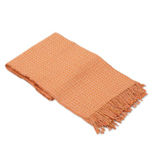 Load image into Gallery viewer, Bright Alpaca Blend Throw from Peru - Cozy Combination in Marigold | NOVICA
