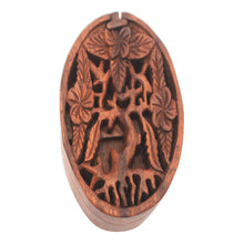 Load image into Gallery viewer, Floral Suar Wood Puzzle Box from Bali - Plumeria Oval | NOVICA
