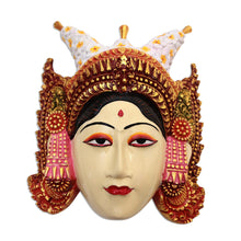 Load image into Gallery viewer, Hand-Painted Wood Wall Sculpture of Balinese Royalty - Tapel Kraton | NOVICA
