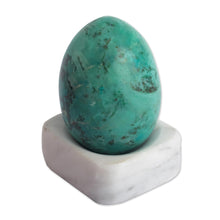 Load image into Gallery viewer, Egg-Shaped Chrysocolla Gemstone Figurine from Peru - Calming Ovus | NOVICA
