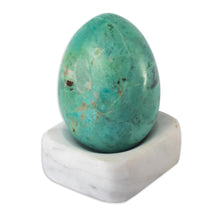 Load image into Gallery viewer, Egg-Shaped Chrysocolla Gemstone Figurine from Peru - Calming Ovus | NOVICA
