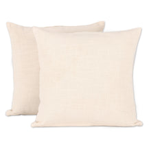 Load image into Gallery viewer, Embroidered Cotton Cushion Covers of a Woman (Pair) - Lipstick | NOVICA
