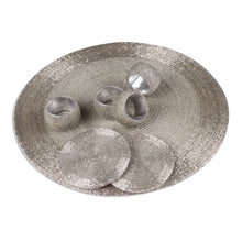 Load image into Gallery viewer, Glass Beaded Table Setting in Silver from India (12 Piece) - Elegance in Silver | NOVICA
