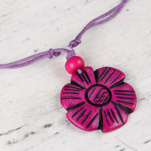 Load image into Gallery viewer, Fuchsia Floral Pendant Necklace from India - Fuchsia Flower | NOVICA
