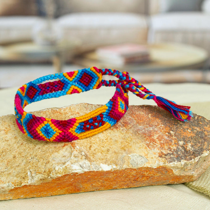 Colorful Cotton Macrame Bracelet from Mexico - Colorful Friendship | NOVICA