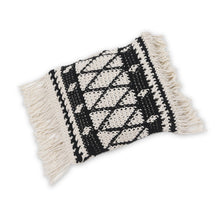 Load image into Gallery viewer, Geometric Ebony and Eggshell Cotton Cushion Cover - Geometric Shadow | NOVICA
