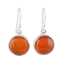 Load image into Gallery viewer, Round Carnelian Dangle Earrings from India - Fiery Domes | NOVICA
