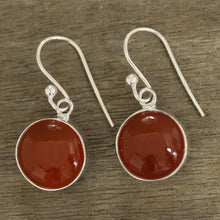 Load image into Gallery viewer, Round Carnelian Dangle Earrings from India - Fiery Domes | NOVICA
