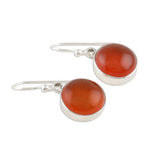 Load image into Gallery viewer, Round Carnelian Dangle Earrings from India - Fiery Domes | NOVICA
