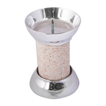Load image into Gallery viewer, Pewter and Reclaimed Stone Candle Holder from Mexico - Gleaming Brightness | NOVICA
