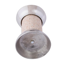 Load image into Gallery viewer, Pewter and Reclaimed Stone Candle Holder from Mexico - Gleaming Brightness | NOVICA
