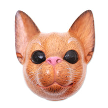 Load image into Gallery viewer, Hand-Carved Suar Wood Cat Mask from Bali - Watchful Cat | NOVICA
