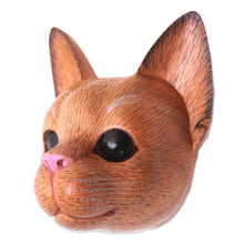 Load image into Gallery viewer, Hand-Carved Suar Wood Cat Mask from Bali - Watchful Cat | NOVICA
