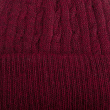 Load image into Gallery viewer, Cranberry Red 100% Alpaca Soft Cable Knit Hat from Peru - Comfy in Burgundy | NOVICA
