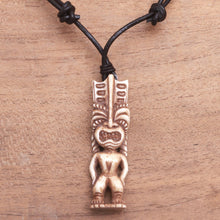 Load image into Gallery viewer, Hand-Carved Polynesian Bone Pendant Necklace from Bali - Polynesian Figure | NOVICA
