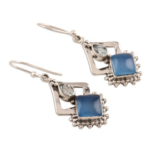 Load image into Gallery viewer, Chalcedony and Blue Topaz Dangle Earrings from India - Blue Creativity | NOVICA
