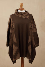 Load image into Gallery viewer, Mahogany and Burnt Sienna Alpaca Blend Poncho from Peru - Inca Style | NOVICA
