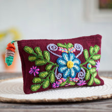 Load image into Gallery viewer, Handwoven Floral Wool Clutch in Maroon from Peru - Peruvian Garden | NOVICA
