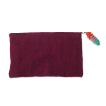 Load image into Gallery viewer, Handwoven Floral Wool Clutch in Maroon from Peru - Peruvian Garden | NOVICA
