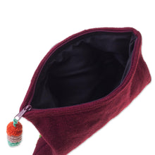 Load image into Gallery viewer, Handwoven Floral Wool Clutch in Maroon from Peru - Peruvian Garden | NOVICA

