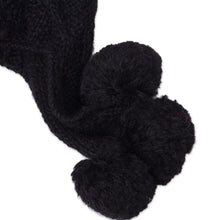 Load image into Gallery viewer, Diamond Pattern 100% Alpaca Knit Hat in Black from Peru - Diamond Elegance in Black | NOVICA
