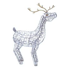 Load image into Gallery viewer, White Steel Wire Reindeer Holiday Decor from Bali - Wire Reindeer | NOVICA
