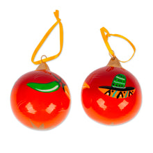 Load image into Gallery viewer, Artisan Handcrafted Mexican Ceramic Ornaments (Pair) - Mexican Holiday | NOVICA

