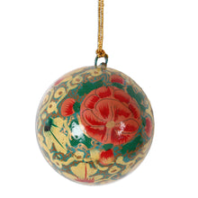 Load image into Gallery viewer, Round Floral Motif Papier Mache Ornaments (Set of 4) - Festive Blossoms | NOVICA
